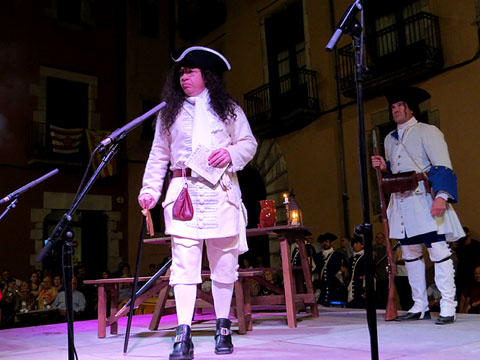 Govern borbònic de Girona. Crema de les Constitucions Catalanes per un oficial castellà de l'exèrcit de Felip V