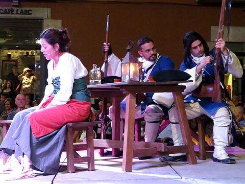 L'actriu Cristina Cervià durant la recreació històrica dels setges de 1710 i 1712 a Girona