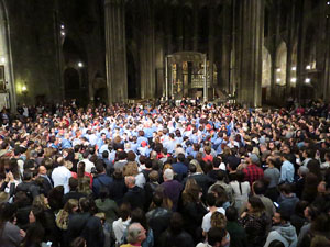 Fires 2016. Castells dins la nau gòtica de la Catedral de Girona