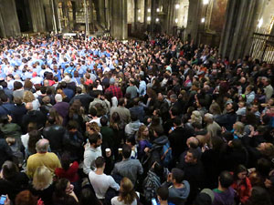 Fires 2016. Castells dins la nau gòtica de la Catedral de Girona