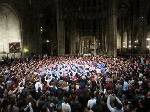 Fires 2016. Castells dins la nau gòtica de la Catedral de Girona