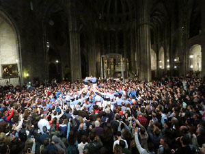 Fires 2016. Castells dins la nau gòtica de la Catedral de Girona