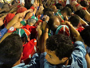 Fires 2016. Els Castells de Vigília a la Rambla de la Llibertat, amb els Marrecs de Salt i la Nova Muixeranga d'Algemesí