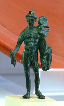 Figura del déu Mercuri, bronze. Empúries (L'Escala, Alt Empordà). Segle I dC