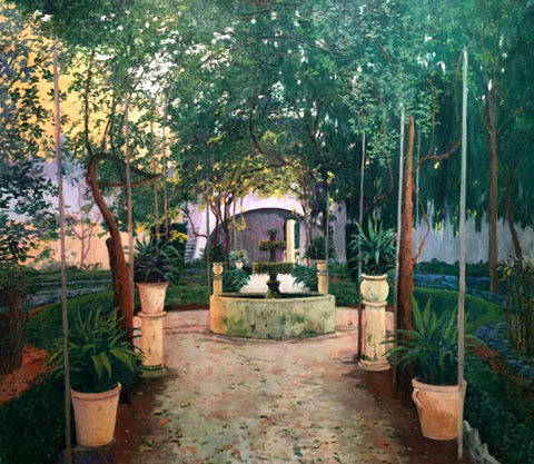 El brollador. Girona. Oli sobre tela de Santiago Rusiñol