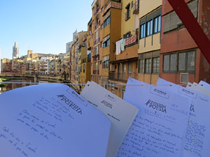 Sant Jordi 2016 a Girona. Activitat Estenem poesia, d'&Ograve;mnium Cultural del Giron&egrave;s