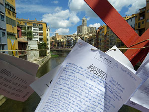 Sant Jordi 2016 a Girona. Activitat Estenem poesia, d'&Ograve;mnium Cultural del Giron&egrave;s