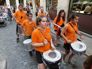 Festival Und&agrave;rius 2016. Cercavila amb els gegants de l'Esquerra del Ter i la Caixa de Trons