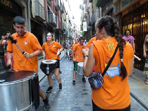 Festival Und&agrave;rius 2016. Cercavila amb els gegants de l'Esquerra del Ter i la Caixa de Trons