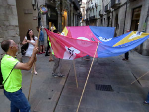 11 de setembre 2017. Assaig de la manifestació de la Diada al carrer Ciutadans i la plaça del Vi