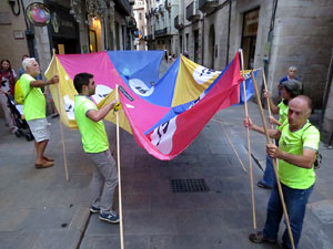 11 de setembre 2017. Assaig de la manifestació de la Diada al carrer Ciutadans i la plaça del Vi