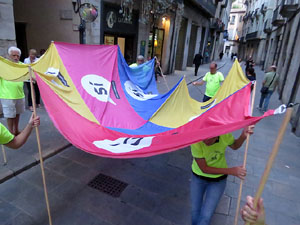11 de setembre 2017. Assaig de la manifestació de la Diada al carrer Ciutadans i la plaça del Vi