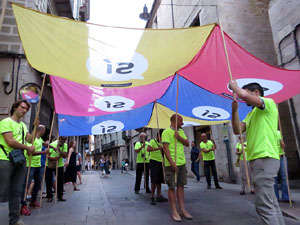 11 de setembre 2017. Assaig de la manifestació de la Diada al carrer Ciutadans i la plaça del Vi