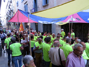11 de setembre 2017. Assaig de la manifestació de la Diada al carrer Ciutadans i la plaça del Vi