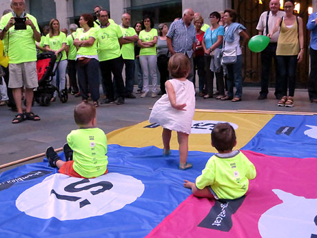 11 de setembre 2017. Assaig de la manifestació de la Diada al carrer Ciutadans i la plaça del Vi