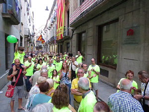 11 de setembre 2017. Assaig de la manifestaci&oacute; de la Diada al carrer Ciutadans i la pla&ccedil;a del Vi