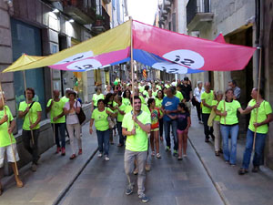 11 de setembre 2017. Assaig de la manifestaci&oacute; de la Diada al carrer Ciutadans i la pla&ccedil;a del Vi