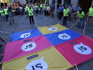11 de setembre 2017. Assaig de la manifestaci&oacute; de la Diada al carrer Ciutadans i la pla&ccedil;a del Vi