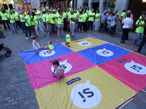 11 de setembre 2017. Assaig de la manifestaci&oacute; de la Diada al carrer Ciutadans i la pla&ccedil;a del Vi