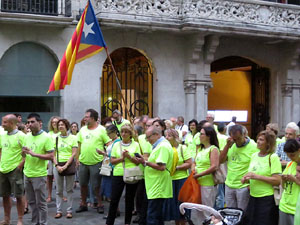 11 de setembre 2017. Assaig de la manifestaci&oacute; de la Diada al carrer Ciutadans i la pla&ccedil;a del Vi
