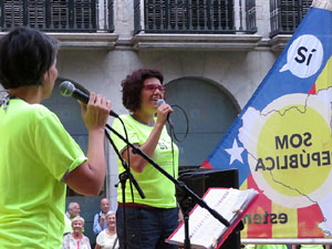 11 de setembre 2017. Assaig de la manifestaci&oacute; de la Diada al carrer Ciutadans i la pla&ccedil;a del Vi
