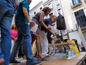 11 de setembre 2017. Concentració a la plaça del Vi en defensa del referèndum