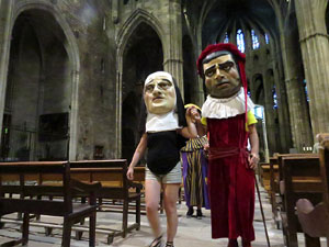Corpus 2017. Assaig del ball de l'Àliga a la nau de la Catedral de Santa Maria