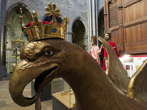 Corpus 2017. Assaig del ball de l'Àliga a la nau de la Catedral de Santa Maria