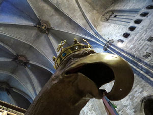 Corpus 2017. Assaig del ball de l'Àliga a la nau de la Catedral de Santa Maria