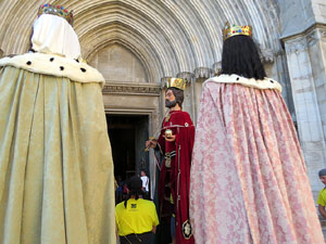 Corpus 2017. Assaig del ball de l'Àliga a la nau de la Catedral de Santa Maria