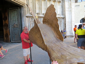 Corpus 2017. Assaig del ball de l'Àliga a la nau de la Catedral de Santa Maria