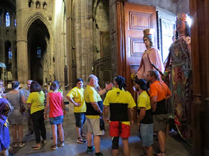 Corpus 2017. Assaig del ball de l'Àliga a la nau de la Catedral de Santa Maria