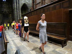 Corpus 2017. Assaig del ball de l'Àliga a la nau de la Catedral de Santa Maria