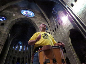 Corpus 2017. Assaig del ball de l'Àliga a la nau de la Catedral de Santa Maria