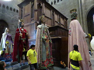 Corpus 2017. Assaig del ball de l'Àliga a la nau de la Catedral de Santa Maria