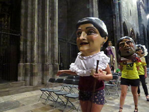 Corpus 2017. Assaig del ball de l'Àliga a la nau de la Catedral de Santa Maria