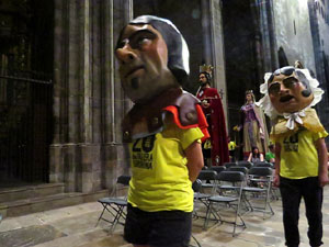 Corpus 2017. Assaig del ball de l'Àliga a la nau de la Catedral de Santa Maria