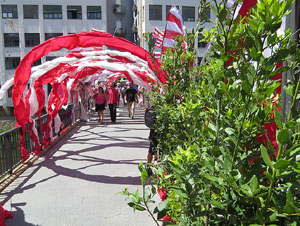 Temps de Flors 2017. Instal&middot;laci&oacute; al Pont de Sant Agust&iacute;