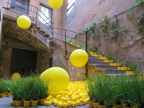 Temps de Flors 2017. Instal&middot;laci&oacute; 'Playground. Camp de colza en moviment' a la Casa Sambola - Pla Dalmau, al carrer de la For&ccedil;a