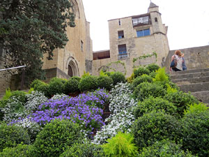 Temps de Flors 2017. Instal·lacions i muntatges florals a diversos espais de la UdG: escales i plaça de Sant Domènec, pati de l'edifici de les Àligues