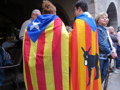 Assistents a la concentració a la plaça del Vi