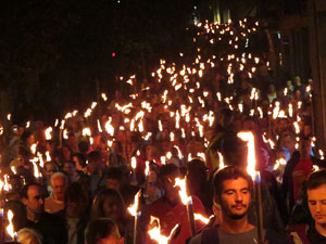 Diada Nacional 2017. XI Marxa de Torxes de Girona pels carrers del Barri Vell de Girona