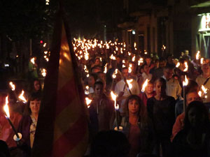 Diada Nacional 2017. XI Marxa de Torxes de Girona pels carrers del Barri Vell de Girona