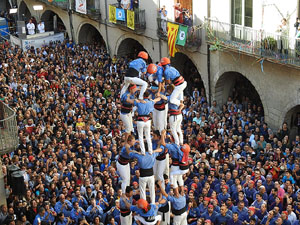 Fires 2017. La Diada Castellera a la plaça del Vi, amb els Marrecs de Salt, els Capgrossos de Mataró i els Minyons de Terrass