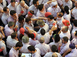 Fires 2017. La Diada Castellera a la plaça del Vi, amb els Marrecs de Salt, els Capgrossos de Mataró i els Minyons de Terrass