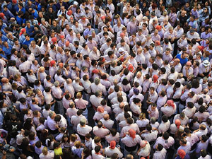 Fires 2017. La Diada Castellera a la plaça del Vi, amb els Marrecs de Salt, els Capgrossos de Mataró i els Minyons de Terrass