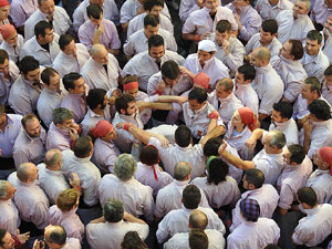 Fires 2017. La Diada Castellera a la plaça del Vi, amb els Marrecs de Salt, els Capgrossos de Mataró i els Minyons de Terrass