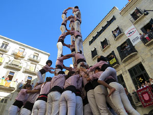 Fires 2017. La Diada Castellera a la plaça del Vi, amb els Marrecs de Salt, els Capgrossos de Mataró i els Minyons de Terrass
