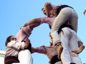 Fires 2017. La Diada Castellera a la plaça del Vi, amb els Marrecs de Salt, els Capgrossos de Mataró i els Minyons de Terrass