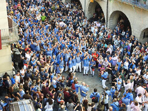 Fires 2017. La Diada Castellera a la plaça del Vi, amb els Marrecs de Salt, els Capgrossos de Mataró i els Minyons de Terrass
